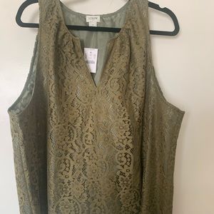 JCrew Lace Blouse olive green
